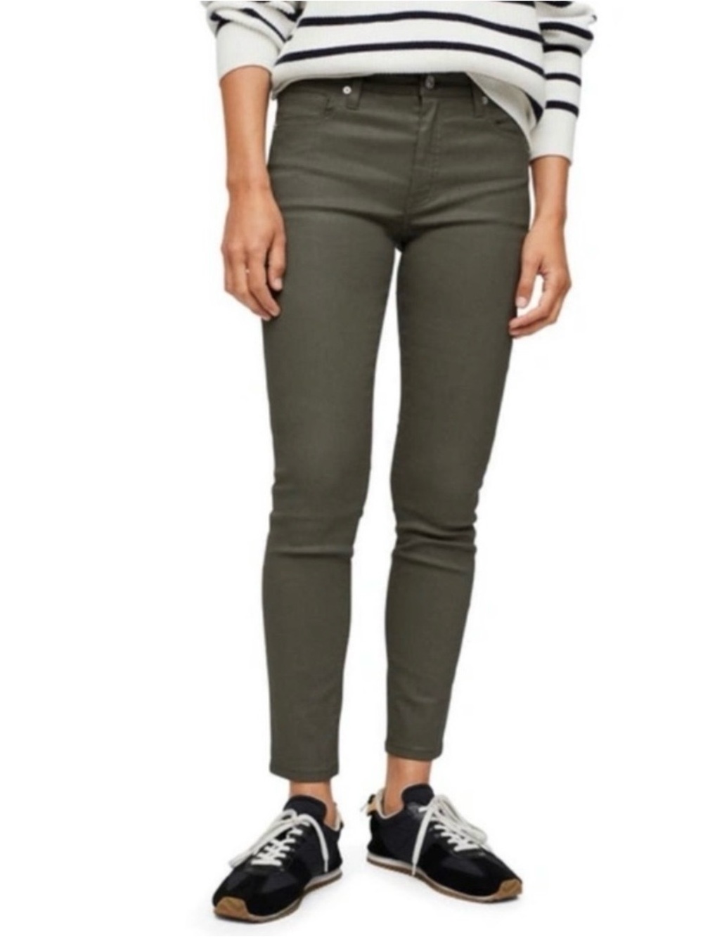 MNG Coated Isa Cropped Skinny Jeans // Olive // 4